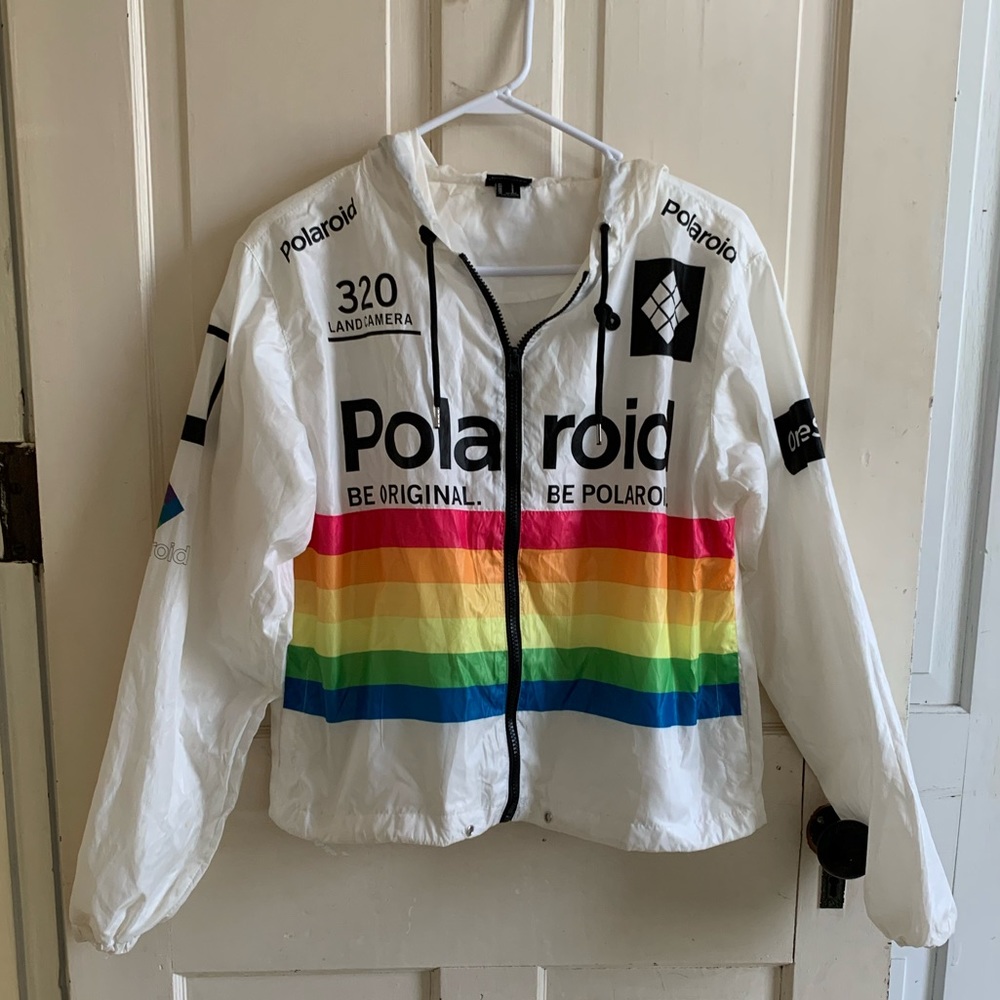 retro POLAROID windbreaker rainbow